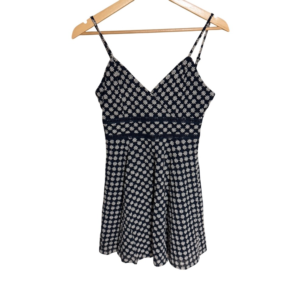 Trixxi‎ Francesca's Navy Blue White Floral Print Mini Dress - Size S NWT